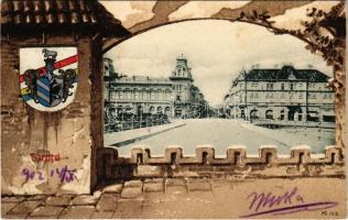 1902 Szeged. Szecessziós litho keret címerrel, Art Nouveau