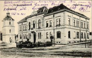 1925 Szécsény, városháza, őrtorony. montázs