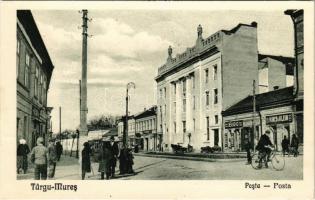 1940 Marosvásárhely, Targu Mures; posta, utca, Bíró, Piele Talpa és Kincs és Klein üzlete / street, post office, shops + "1940 Marosvásárhely visszatért" So. Stpl