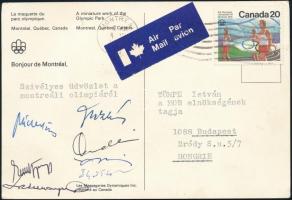 1976 Azonosítatlan sportolók képeslapja haza a montreáli nyári olimpiáról Tömpe István államtitkár, MOB elnökség tag, politikus részére.