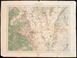 cca 1923 Miskolc és környéke térképe, 1:75.000, M. Kir. Állami Térképészet, hajtásnyomokkal, 47x62 cm