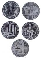 Szovjetunió DN "Katyin" 5xklf ezüstpatinázott emlékérem tétel (70mm) T:1-