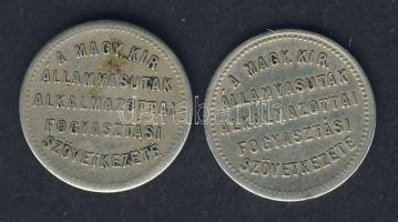 1900 körül "Magy. Kir. Államvasutak alkalmazottai Fogyasztási Szövetkezet 10" bárca (2x) T...