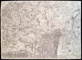 cca 1910 Szekszárd és környéke térképe, 1: 75.000, vászonra kasírozva, 53x83 cm