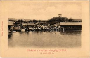 Vízakna, Salzburg, Ocna Sibiului; sós gyógyfürdő, a belső zöld tó. Takáts Jenő kiadása / salt spa, bath, bathers (EK)