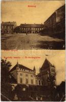 1911 Hátszeg, Hateg; Fő tér, szálloda, B. Popovits üzlete, Kendeffy kastély (Őrboldogfalva). Mester János kiadása. W. L. (?) 1720. / main square, hotel, shop, castle in Santamaria-Orlea  (EK)