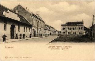 Temesvár, Timisoara; Vorstadt Fabrik, Rosenplatz / Gyárváros, Rózsa tér, kerékpár. Lichtdr. u. Verlag v. Louis Koch / square, bicycle