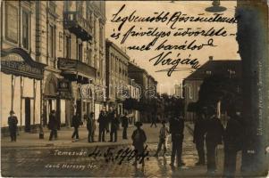 1904 Temesvár, Timisoara; Jenő herceg tér, Turul Magyar Részv. Társ. főraktára, Takarékpénztár, üzletek. Uhrmann Henrik kiadása / square, shops, savings bank (fl)