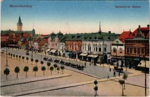 Marosvásárhely, Targu Mures; Széchenyi tér, üzletek. Porjes S. Sándor kiadása / square, shops