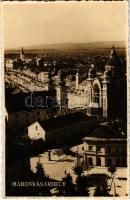 Marosvásárhely, Targu Mures; látkép, templomok, székesegyház / general view, churches, cathedral (ragasztónyom / glue marks)