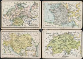 cca 1912-18 Világtérkép kártyák, össz. 13 db, egyes földrészekről és országokról (Osztrák-Magyar Mon...