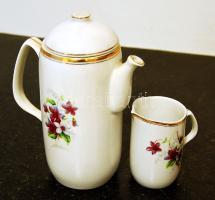 Hollóházi porcelán kiöntő és csésze
