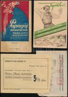 cca 1920-40 össz. 31 db reklám tétel (levelezőlapok, szórólapok, nyomtatványok, prospektusok stb.), ...