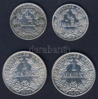 Német Birodalom/Császárság 1909. 1/2M Ag (1x) + 1M (2x) + 1916. 1/2M Ag T:2,2/3