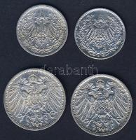 Német Birodalom/Császárság 1909. 1/2M Ag (1x) + 1M (2x) + 1916. 1/2M Ag T:2,2/3