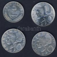 Ausztria 1958-69. 5Sch Ag (1x) + 10Sch Ag (3x) T:2,2/3 Összesen 4klf db!