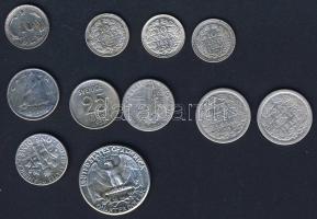 Kis Ag tétel: Dánia 1897. 10ö Ag + Hollandia 1914-1939. 10c Ag (3x), 25c Ag (2x) + Kanada 1968. 10c Ag + Svédország 1959. 25ö Ag + USA 1940-1964. 10c Ag (2klf), 1/4$ Ag T:2,3 Összesen 11 klf db!