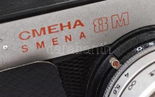 Lomo Smena 8M fényképezőgép T-43 40mm f/4 objektívvel, eredeti tokjában, jó állapotban