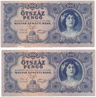 1945. 500P (2x) sorszámkövetők T:I-,II törés nélküli hajlás, ragasztónyom Adamo P19