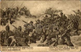 1914 Sokal melletti ütközet augusztus 21-én, előőrseink egy előrenyomuló kozák hadosztályt teljesen megsemmisítenek / WWI K.u.K. (Austro-Hungarian) military art postcard (EB)
