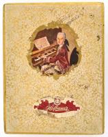 Hofbauer régi bonbonos kartondoboz, kopásnyomokkal, a doboz alján tintás firkával, 14x18x4 cm