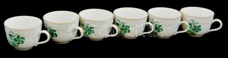 Herendi zöld virág mintás mokkás készlet. Kézzel festett, jelzett, hibátlan