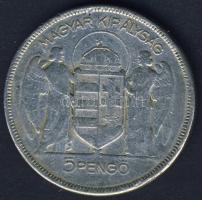 1930. 5P Ag "Horthy jobbra" T:3/4+ ph