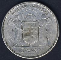 1930. 5P Ag "Horthy jobbra" T:3- ph