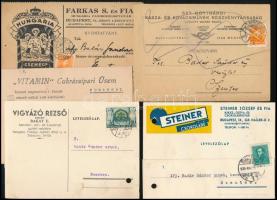 cca 1930-42  össz. 10 db reklám és boríték levelezőlap tétel (Vitamin Cukrászipari Üzem Bp., Braun T...