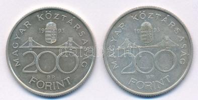 1993. 200Ft Ag "MNB" (2x) T:2 Adamo F13