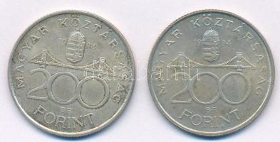 1994. 200Ft Ag "Deák" (2x) T:2 patina Adamo F13.1