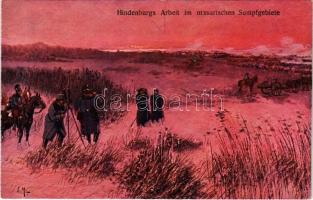 Hindenburgs Arbeit im masurischen Sumpfgebiete / WWI K.u.K. (Austro-Hungarian) military art postcard