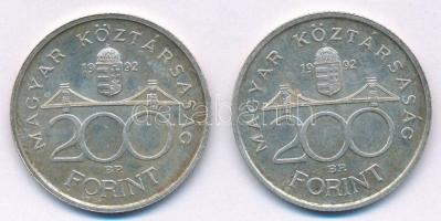 1992. 200Ft Ag "MNB" (2x) T:2 Adamo F13