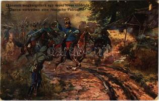 Ulánusok megkergetnek egy orosz lovas előörsöt / WWI K.u.K. (Austro-Hungarian) military art postcard