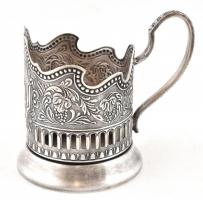 Fém díszes pohártartó, jó állapotban, m: 10,5 cm