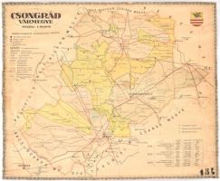 cca 1930-40, Csongrád vármegye térképe, kiadja: Nemzeti Sajtóvállalat Szeged, 1: 110000, sérült, foltos, 82x91 cm