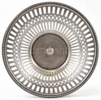 Fém, áttört díszes kínáló, jó állapotban, m: 15 cm