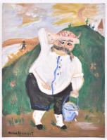 Anna jelzéssel: Vízhordó. Vegyes technika, karton, 40x30,5 cm