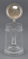 Üvegkorsó fém tetővel, csorbával az alján, m: 17,5 cm