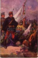 1917 Ne bántsd a szent koronát! A m. kir. honvédelmi minisztérium hadsegélyező hivatala kiadása / WWI Austro-Hungarian K.u.K. military art postcard, charity fund (r)