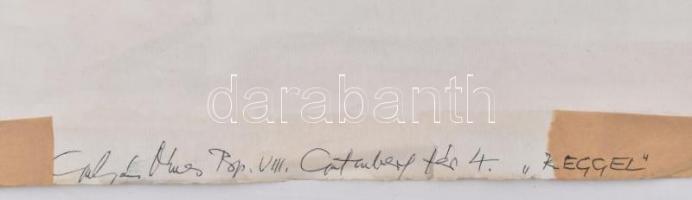 Gulyás Dénes (1927-2003): Reggel (Gutenberg tér). Akvarell, papír, jelzett és datált (Gulyás 1978), ...