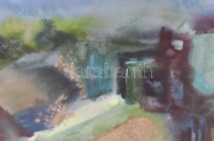 Hévizi Éva (1946-): Romok. Akvarell, papír, jelzett és datált (Hévizi Éva 78), lap hátoldalán autogr...