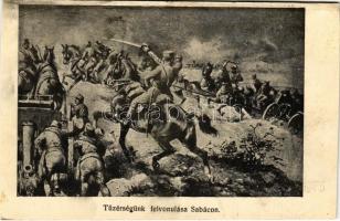 Tüzérségünk felvonulása Sabácon / WWI K.u.K. (Austro-Hungarian) military art postcard