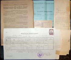 cca 1930-1950 21 db okmány, nyomtatvány, levelezőlap