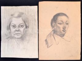 Nagy Barbara (1976-), 2 db mű: Lányok. Ceruza, papír, jelzett, 38x27 és 43x30,5 cm