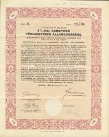 1942. "Államadóssági kötvény" (3x klf) 100P, 500P, 1000P szelvényekkel + 1935. "Posta...