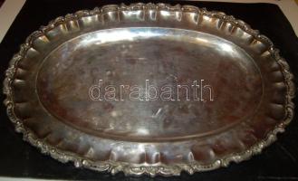 Ezüst pecsenyéstál, jelzett 19. század második fele, 1659g (1,659kg), 50x33cm