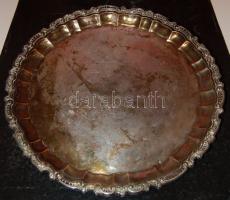 Ezüst tálca, jelzett 19. század második fele, 1485g (1,485kg), átmérője 38cm