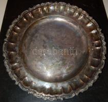Ezüst tálca, jelzett 19. század második fele, 1452g (1,452kg), átmérője 37,5cm
