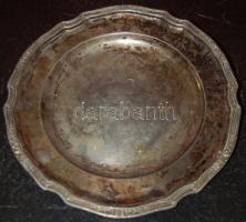 Ezüst tálca, jelzett 19. század második fele, 960g (0,96kg), átmérője 32,5cm